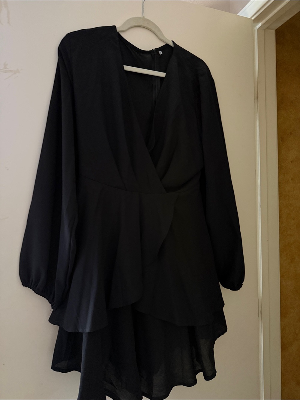 SHEIN Black Long Sleeve Wrap Mini Dress